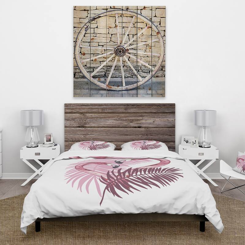 Designart 'Flamingo In Tropical Summer II' Tropical Duvet Cover Set