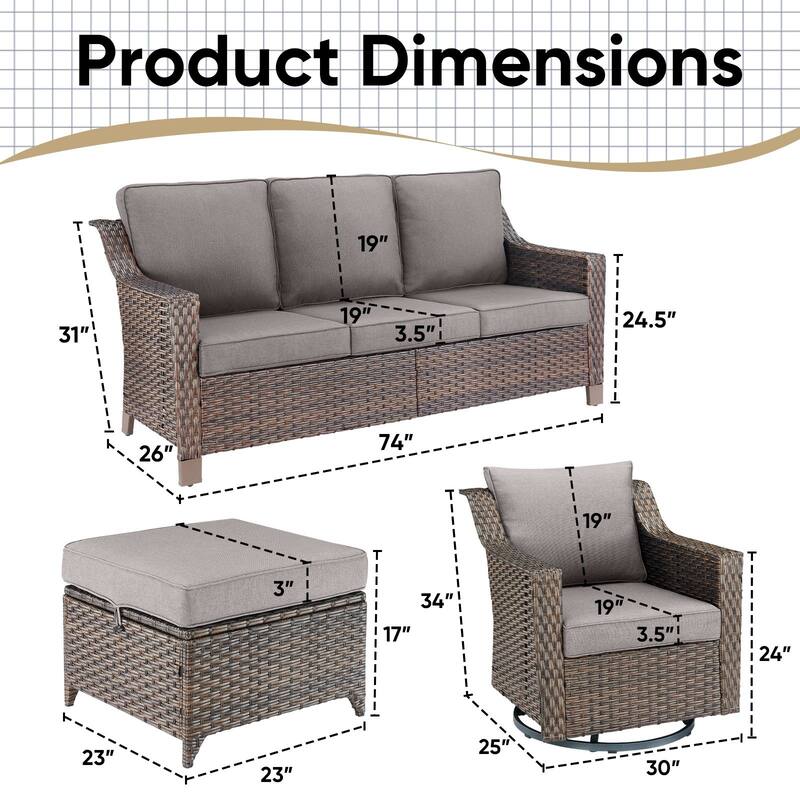 Outside Patio Sofa Chair Set with Cushions