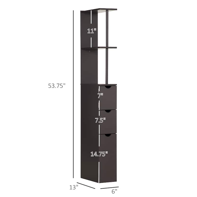Bathroom Tower Storage Cabinet - 6" W x 13" D x 55.25" H