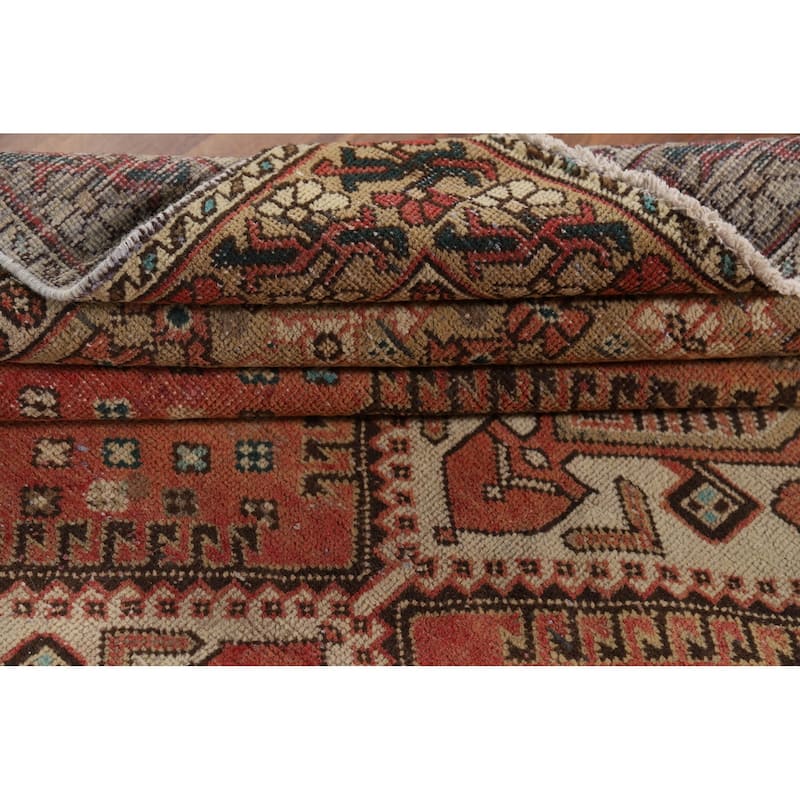 Pink Bakhtiari Vintage Persian Area Rug Hand-Knotted Wool Carpet - 7'2" x 9'11"