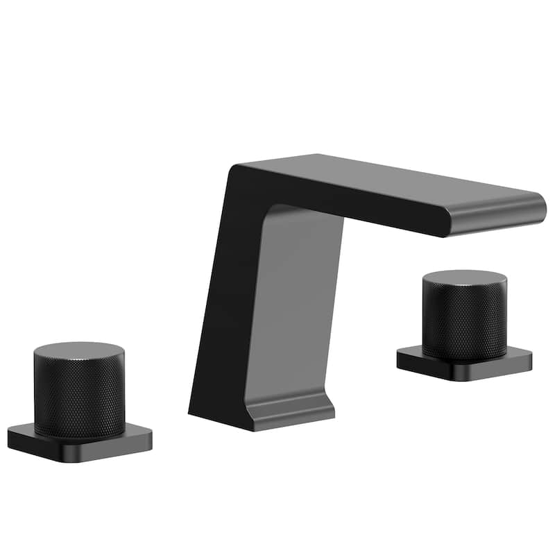 Widespread Bathroom Faucet Double Handle 3 Hole Bathroom Sink Faucet Waterfall Spout - Black