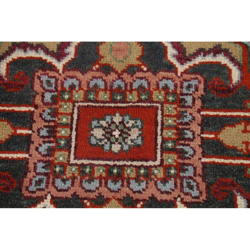 Geometric Heriz Serapi Indian Area Rug Hand-Knotted Wool Carpet - 8'9"x 11'11"