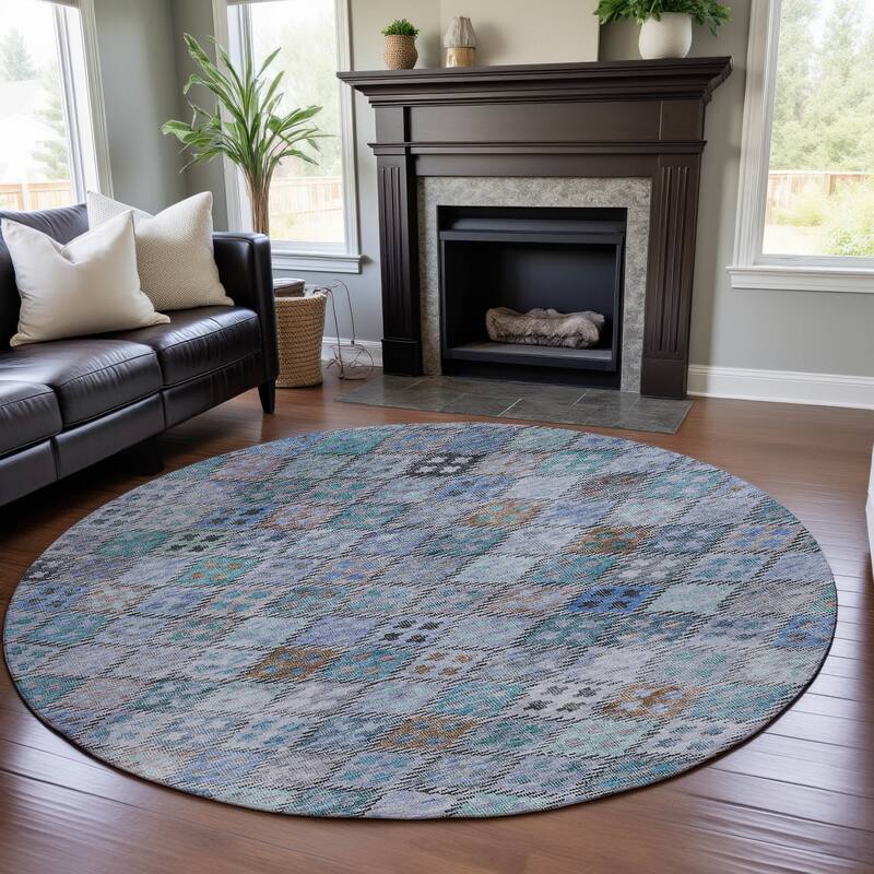 Premium Washable Super Soft Global Boho Mayfield Rug - Blue - 8' x 8'
