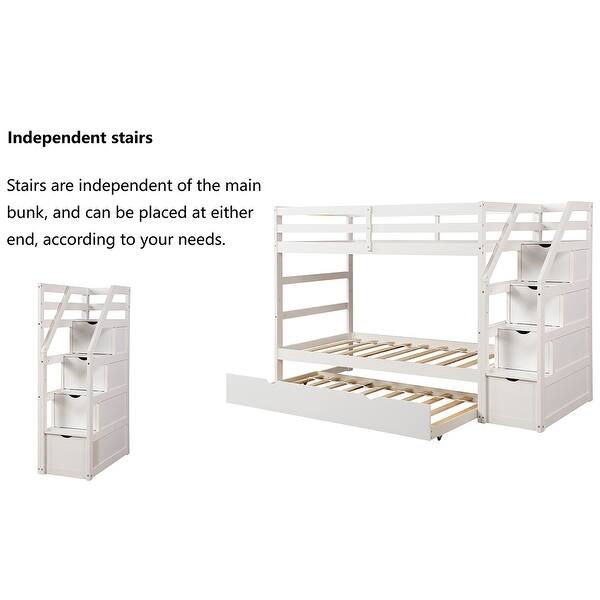 Shop Merax Twin Over Twin Stair Bunk Bed With Storage Ladder And Trundle Overstock 30538386