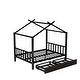 preview thumbnail 29 of 32, Full Metal House Bed with Storage Drawers and Modern Design