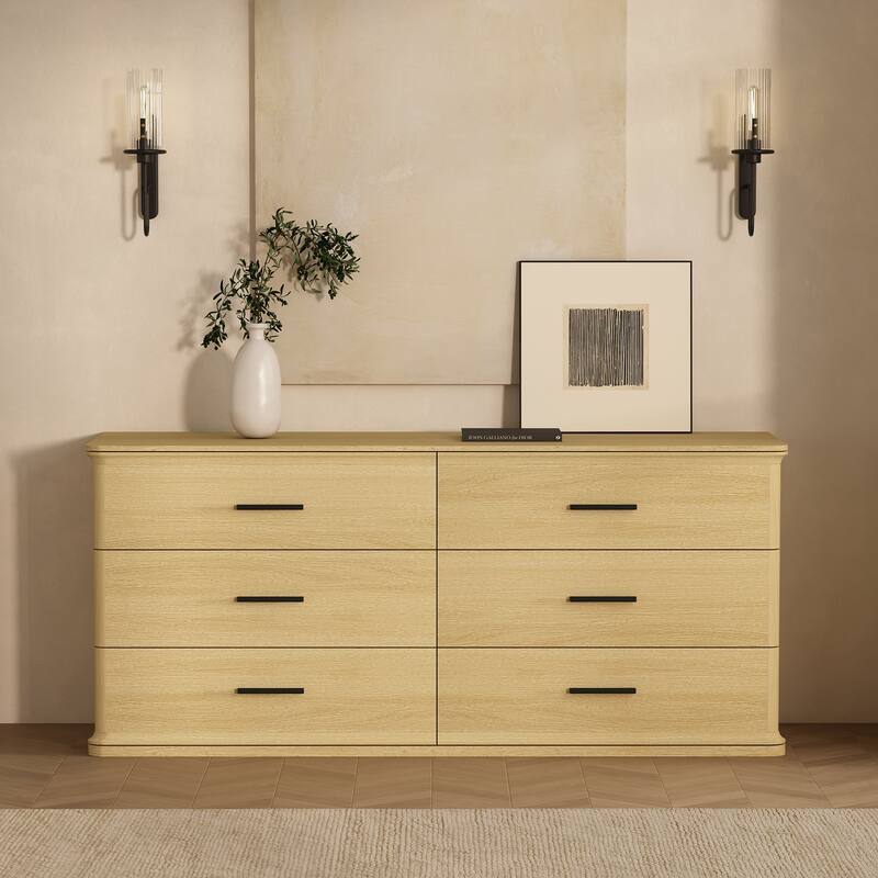 Clifford 60 In 6 Drawer Bedroom Dresser - Natural Oak