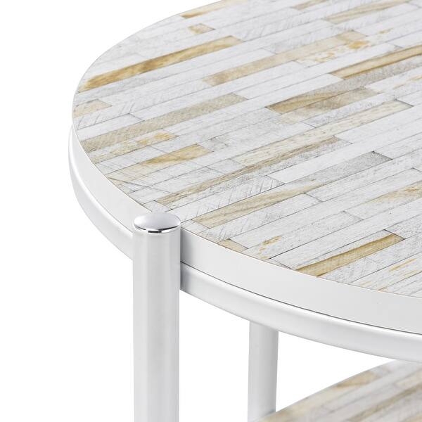 OS Home and Office Furniture Renton 3Tier Oval Table with White Mosaic