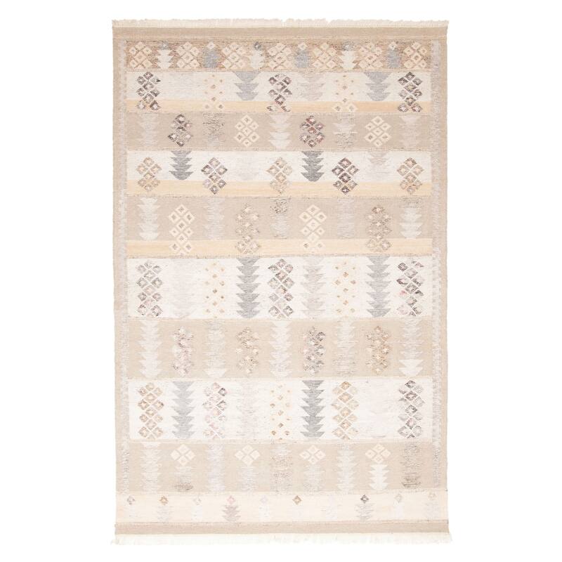 ECARPETGALLERY Flat-Weave Ankara FW Tan Wool Kilim - 5'2 x 7'11