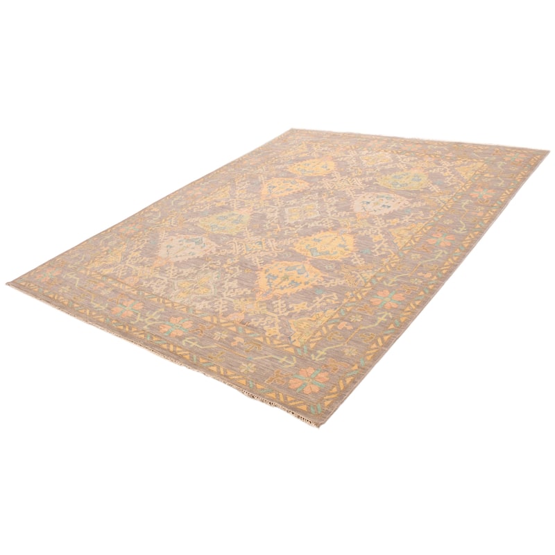 ECARPETGALLERY Hand-knotted Modern Oushak Grey Wool Rug - 10' 2" x 14'