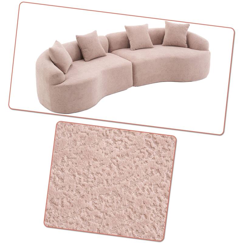 Modern Minimalist 3-Seater Frame-Free Compressed Chenille Upholstered Sectional Sofa