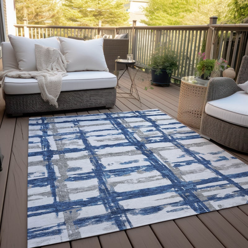 Machine Washable Indoor/ Outdoor Chantille Contemporary Abstract Rug