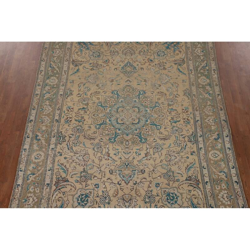 Distressed Tabriz Persian Vintage Area Rug Handmade Wool Carpet - 6'8"x 10'2"