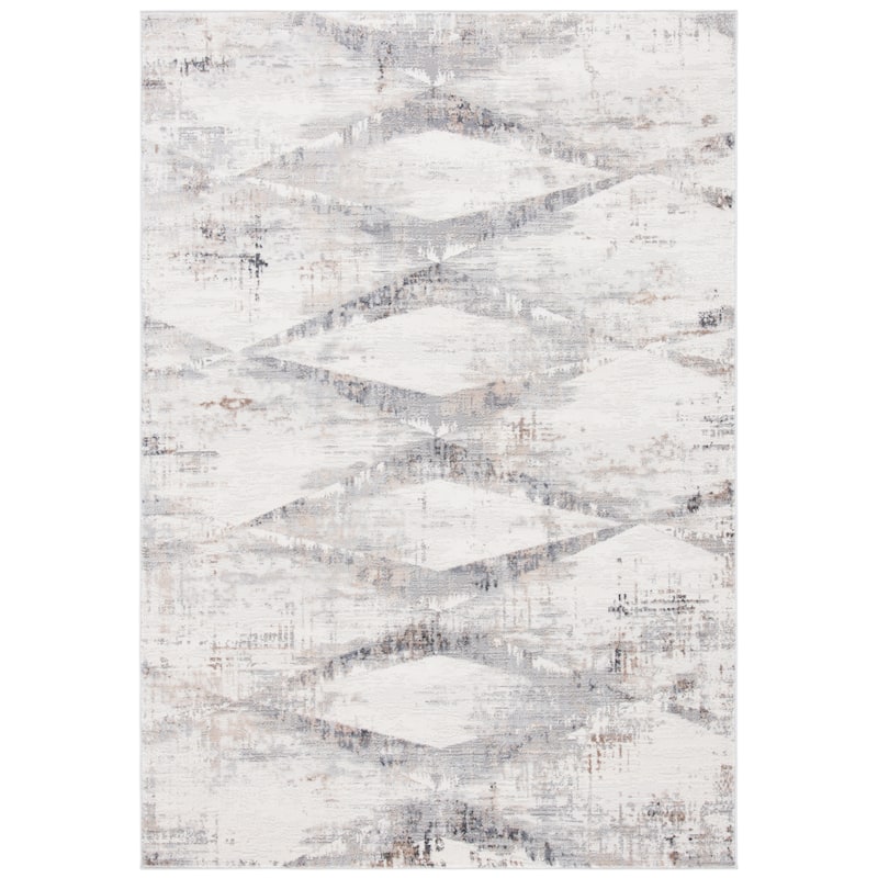 SAFAVIEH Amelia Argjentina Modern Diamond Distressed Rug - 6'7" Square - Ivory/Gold
