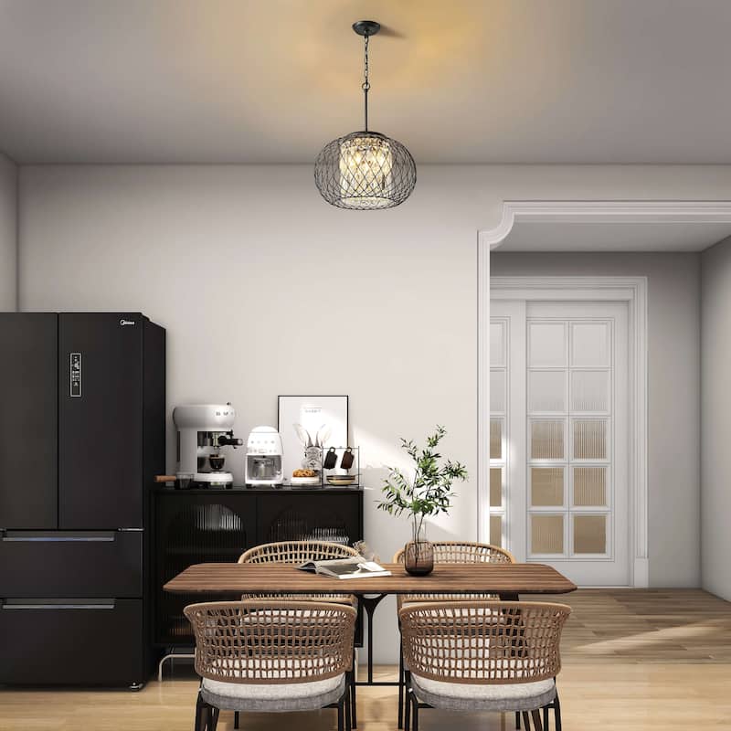 Yanira Antique Black Ironwork Crystal Pendant Chandelier