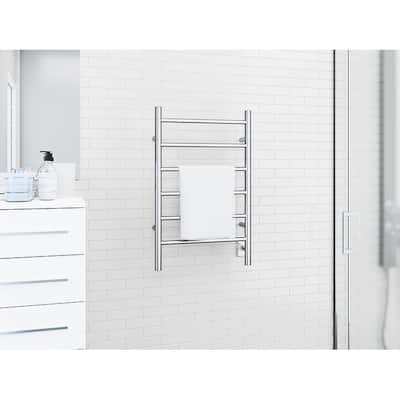 Ancona Comfort Dual 6-Bar Hardwired and Plug-in Towel Warmer in Polished Stainless Steel