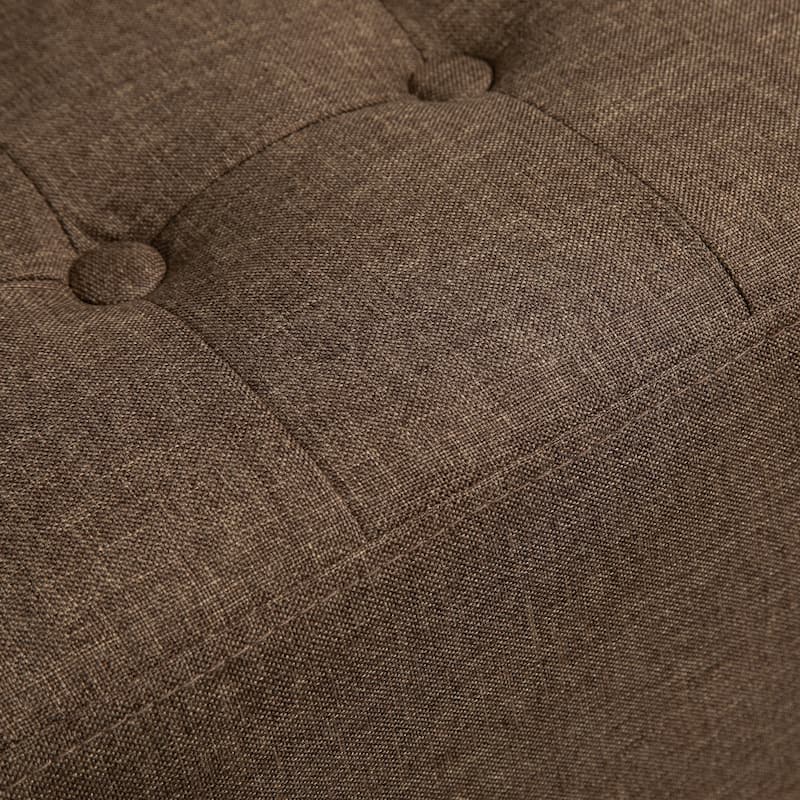 HOMCOM Tufted Ottoman Linen-Touch Fabric Upholstered Footrest Stool with Anti-Slip Pads