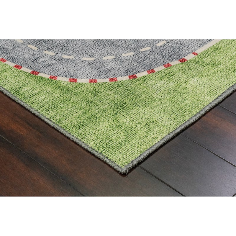 Dynamic Rugs Kidz Green/Multi Polyester Children's Area Rug