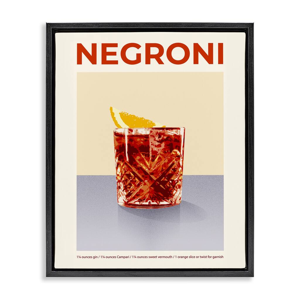 Stupell Negroni Classic Cocktail Framed Floater Canvas Wall Art Design By Victoria Barnes