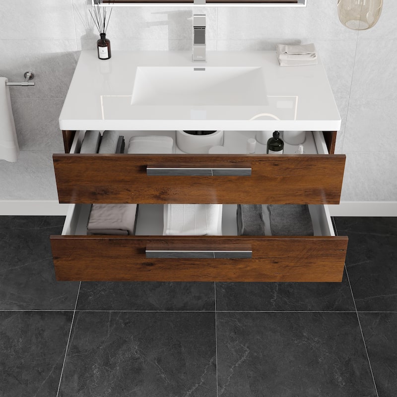Surf 36" Rosewood SS Bath Vanity with Integrated Acrylic Sink