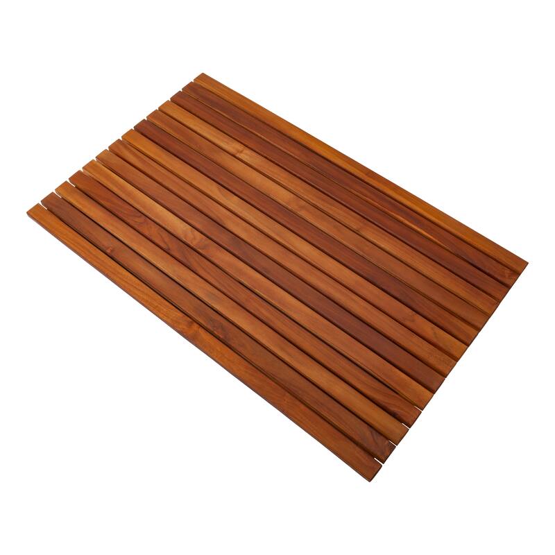 Teak Slatted Brown Wood Shower Mat