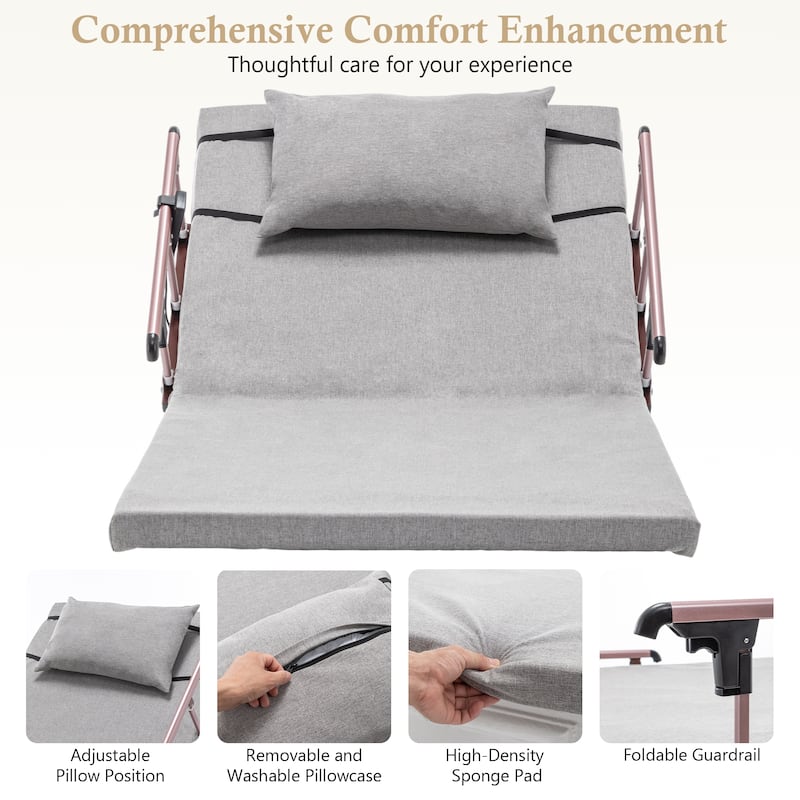 Electric Adjustable Bed Backrest with Remote, 300lbs Capacity, 4-68° Lift, Safety Rails for Elderly & Patients