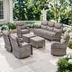 preview thumbnail 80 of 187, Outdoor Patio Sofa Swivel Chair with 6-Inch Thick Cushions Set 7PCS Sofa Swivel Chair w/ Ottoman - Grey Wicker Grey Cushion