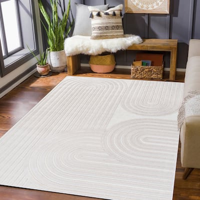 Lana Collection Transitional Geometric Cream Area Rug