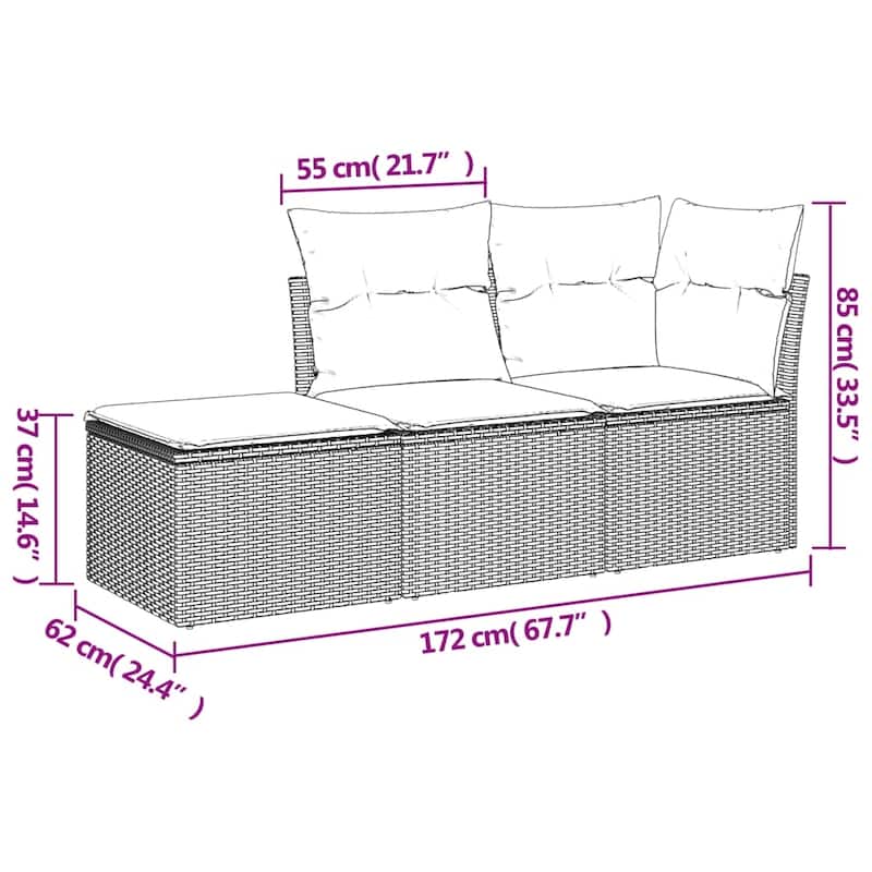 vidaXL Garden Sofa Set Black, Cream White - 21.7 x 21.7 x 14.6