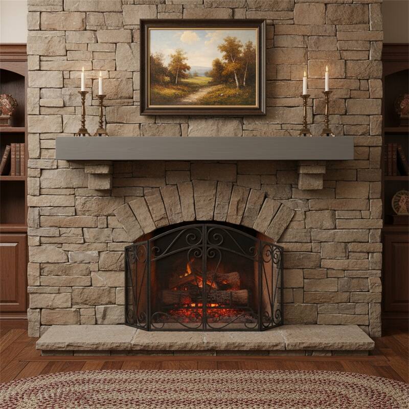 60" Fireplace Mantel Fir Wood Wall-Mounted & Floating Shelf
