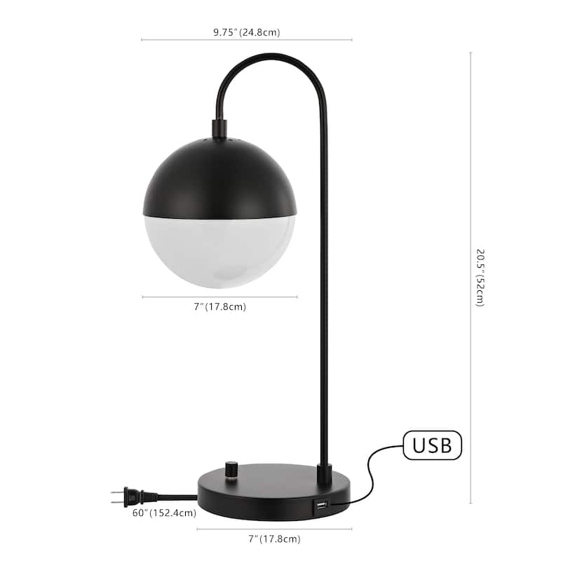 SAFAVIEH Lighting 21-inch Mid-Century Brass Gold Cappi LED Task Table Lamp.