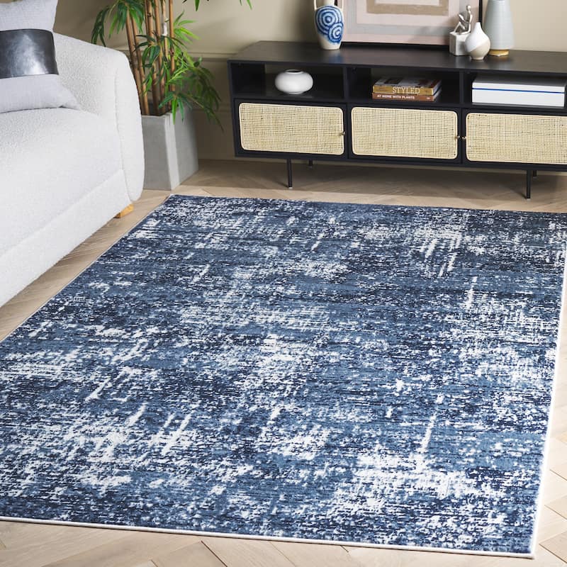 SAFAVIEH Amelia Modern Abstract Rug - 10' x 14' - Ivory/Dark Blue - Rectangle