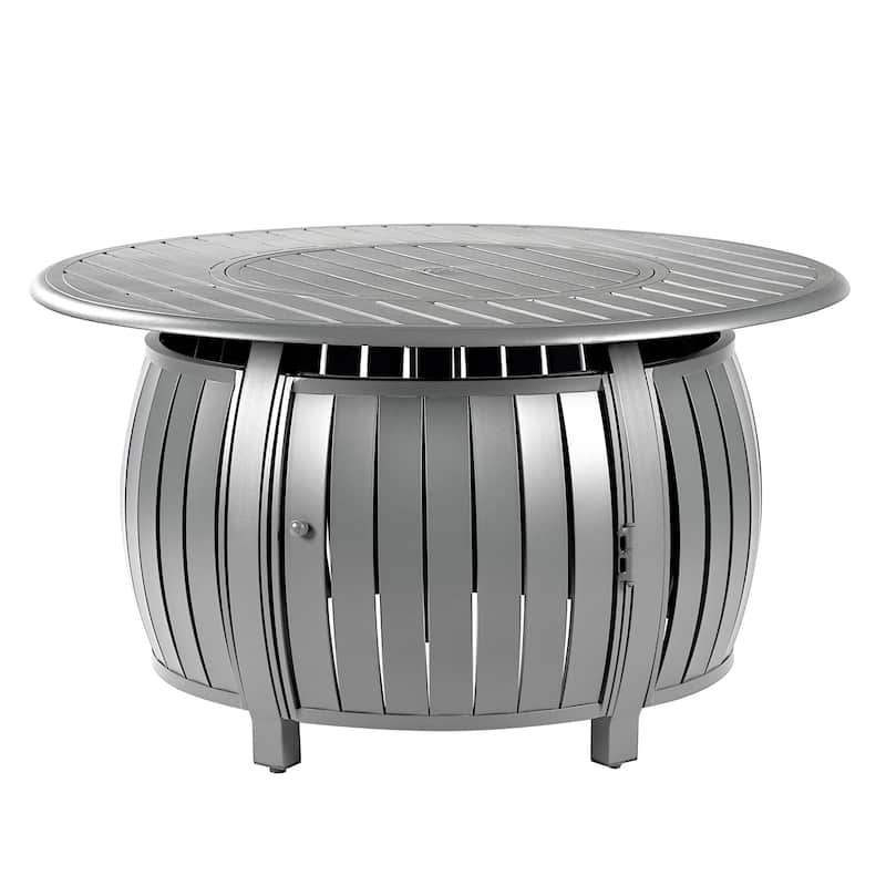 Aluminum Outdoor 44 in. Round Propane Fire Table, with Fire Beads, Lid and Fabric Cover, 57,000 BTUs in Antique Copper Finish
