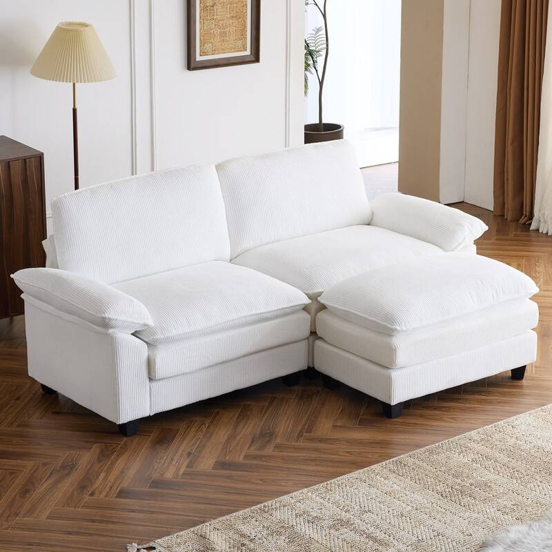 120 in. W Pillow Top Arm Double-Layer Cushion Cloud Sofa Couch