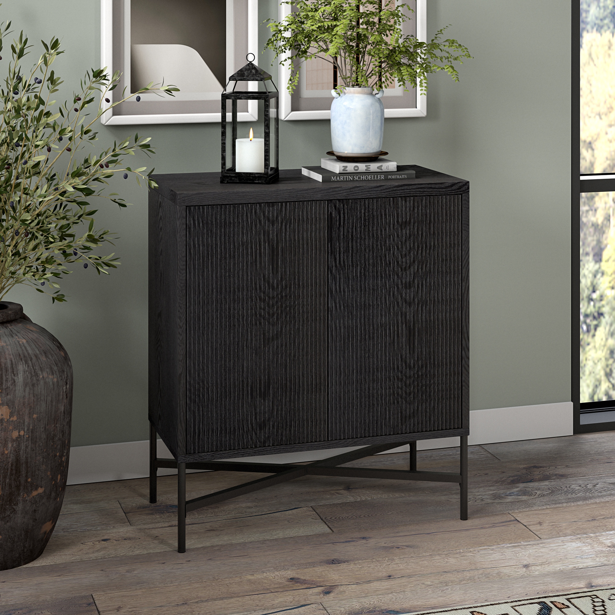 Wide store accent cabinet