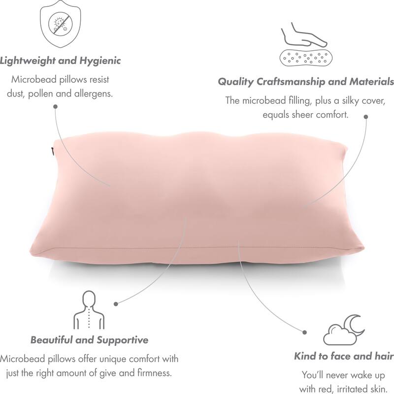 Premium Microbead Pillow, Anti-Aging, Silk like Cover, Cream Peach