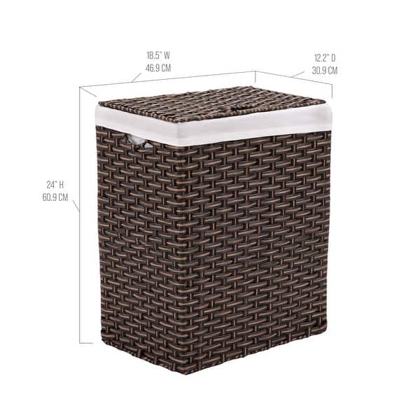 dimension image slide 1 of 4, Seville Classics Lidded Foldable Portable Rectangular Laundry Hamper Basket with Washable Liner