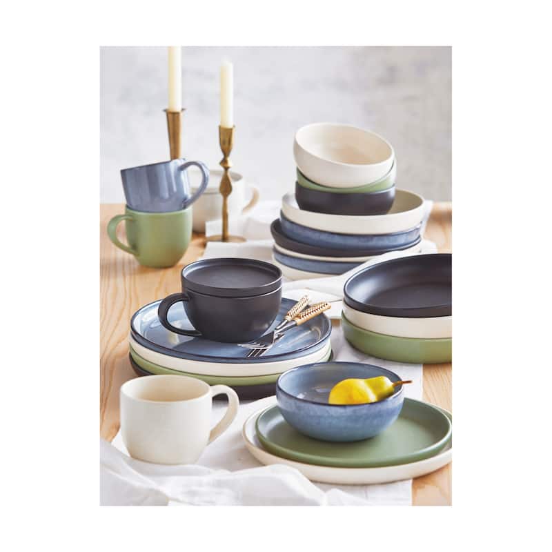 Logan Salad Plate Stoneware Dishwasher Safe Light Blue, 9.5. inch Set 4.