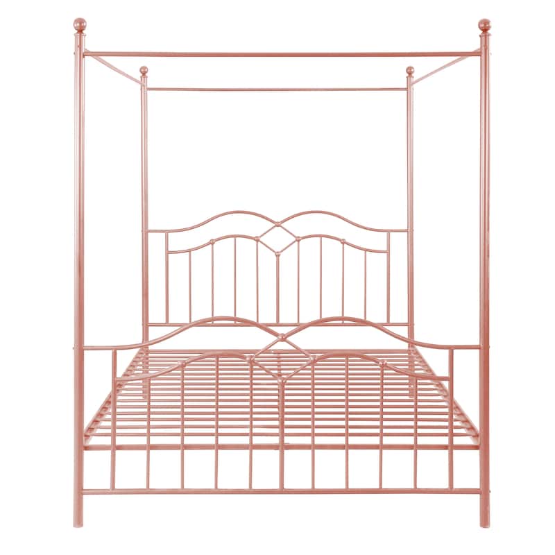Christopher Knight Home - Voss Queen Iron Canopy Bed Frame with Four-Post Canopy Design