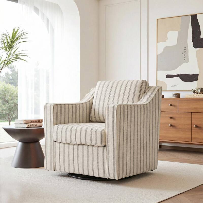 30'' W Vegan Leather/ Chenille Swivel Accent Chair