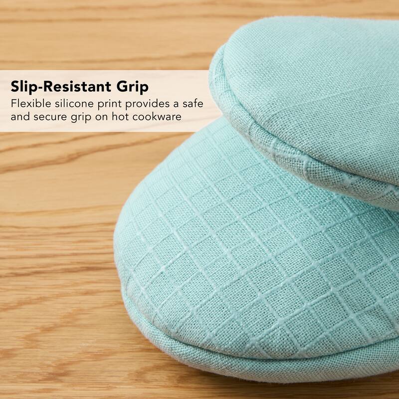 KITCHENAID Gourmet Series Gridlines Mini Oven Mitts 2-Pack Set, Heat Resistant up to 600°F, Soft Silicone Grip, Magnetic Cuff