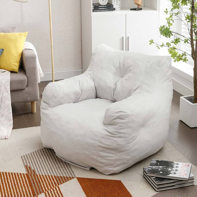 Modern & Elegant Bean Bag Chair | High Resilience Foam | Teddy Fabric or Cotton Linen | Versatile Lounge Seating