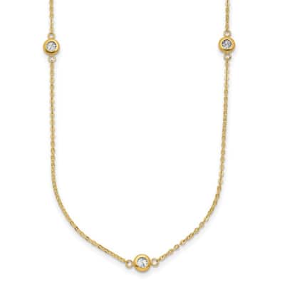 Curata 14k Two tone Gold Polished Sparkle Cut 5mm Bead Necklace, 20"
