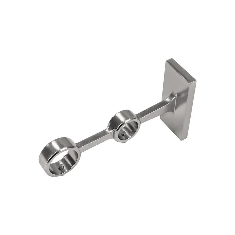 Lumi Home Furnishings Non-Adjustable Double Curtain Rod Brackets 1 in. (3-Piece) - Silver