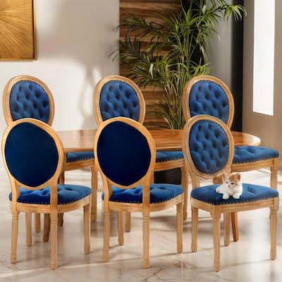 French Style Solid Wood Dining Chair with Nailhead Set of 6