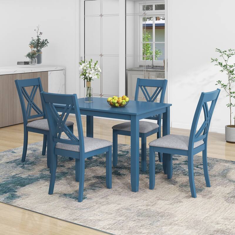 Dining Table Set Kitchen Rectangular Table and 4 Chairs for Kitchen