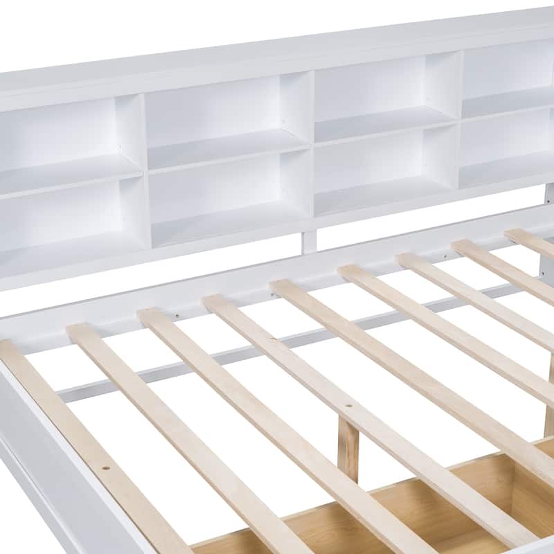 Full Size DayBed Platform Bed Frame with 2 Drawers & Storage Shelf
