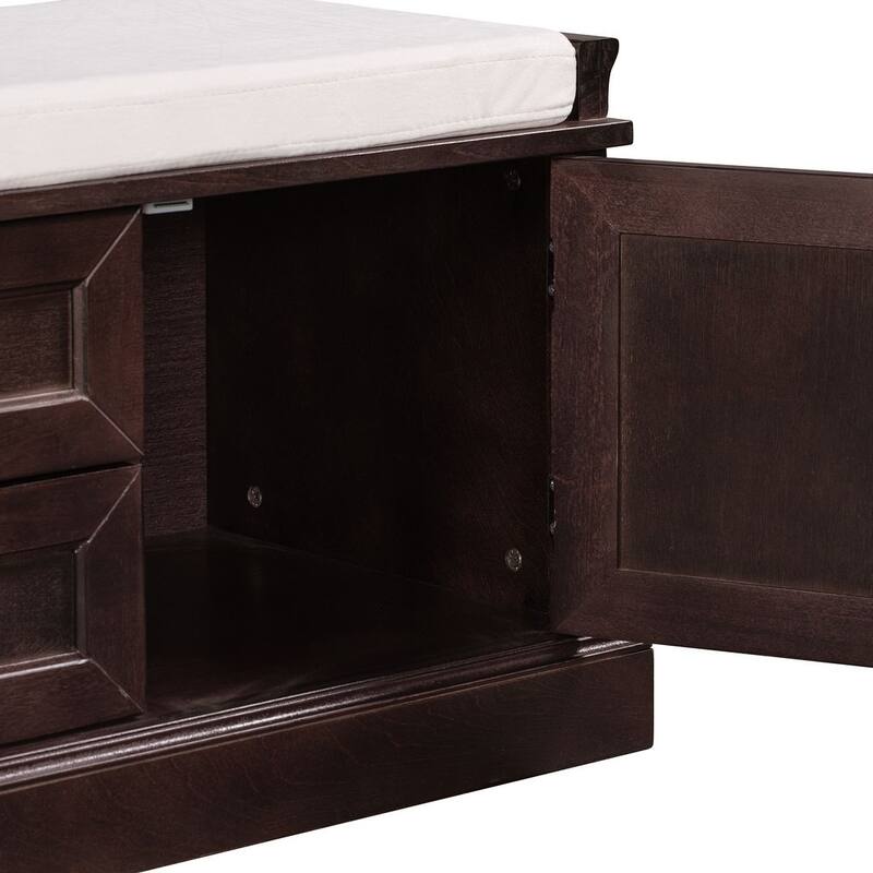 Storage Bench Shoe Bench with Removable Cushion for Living Room