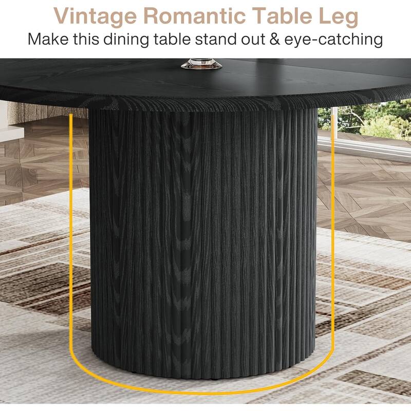 Round Dining Table for 4 with Metal Base for Dining Room Kitchen, Living Room (Chairs Not Included)