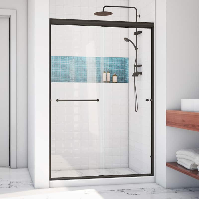DreamLine Alliance Pro LT 44 - 48 in. W x 70 3/8 in. H Semi-Frameless Sliding Shower Door in Oil Rubbed Bronze and Clear Glass
