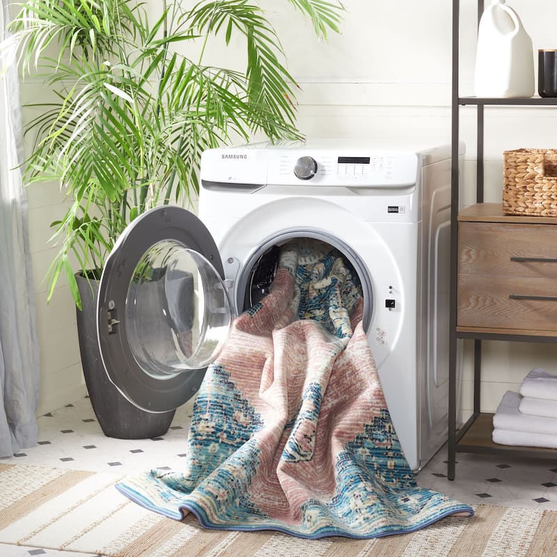 SAFAVIEH Journey Machine Washable Slip Resistant Lani Medallion Distressed